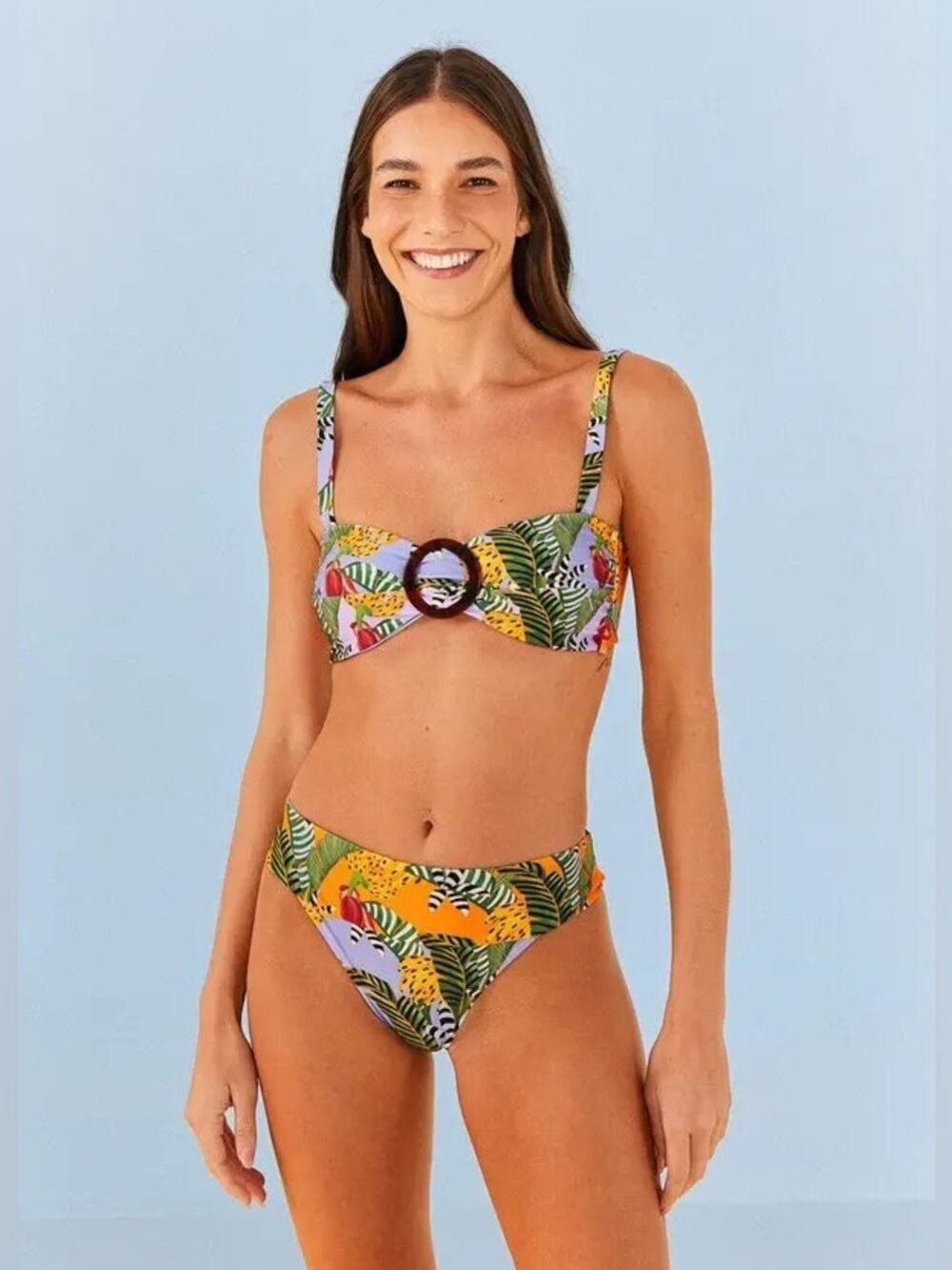 Set - Farm Rio Striped Bananas Bikini